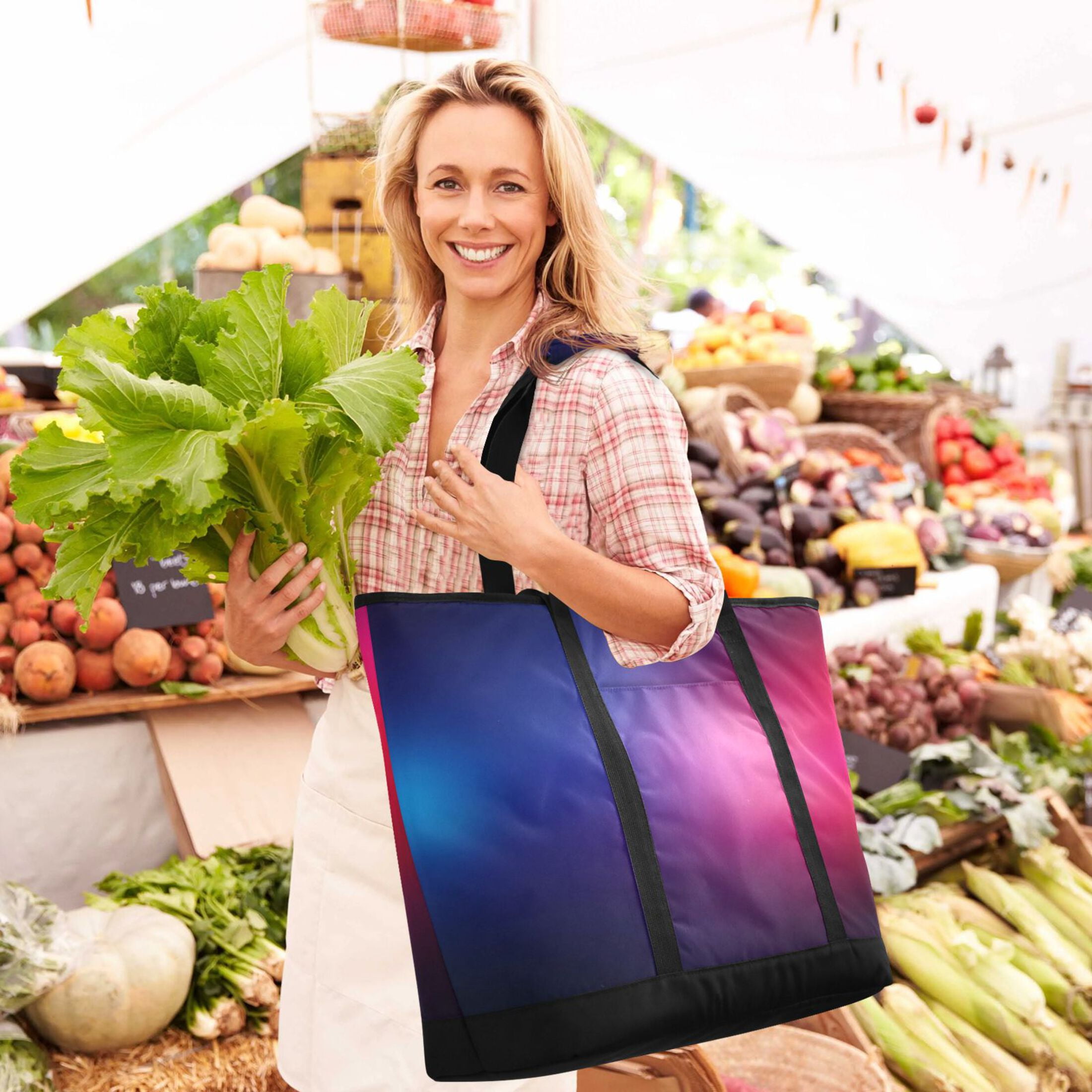 Large Hand-held Ice Pack Picnic Bag Insulation and Refrigeration Suitable for Shopping Picnics and Camping Red Blue Light