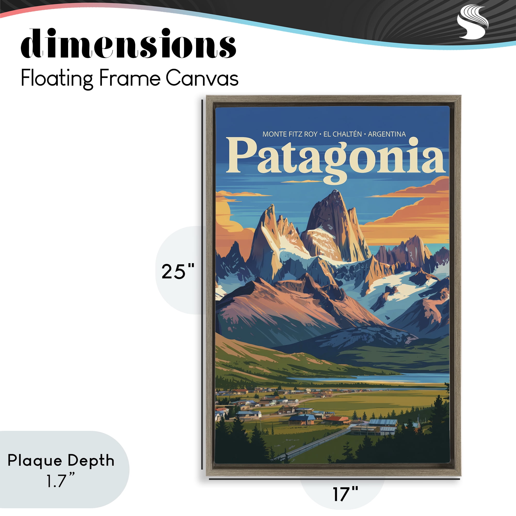 Stupell Industries Patagonia Valley Landscape Brown Framed Floater Canvas Wall Art, design by Andreas Magnusson