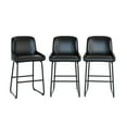 thumbnail image 1 of 3PC Bar Stools, PU Leather Counter Height Barstools with Back and Footrest, Upholstered Bar Chairs, 1 of 6