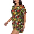 thumbnail image 3 of Womens Pajama Sets With Pocket, Begetable Lounge Sets Short Sleeve Sleepwear PJ Sets for Women, 3 of 6