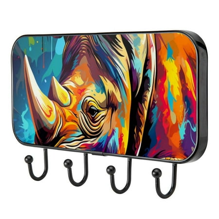 

Rhinoceros Animals Self Adhesive Towel Coat Wood Iron Hooks for Home Keys Door Outdoor Home Improvement Utility Hook