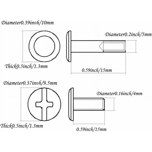 Tornillos de sujeción de metal de vástago redondo, postes de clavos, botones de remache, sólidos B