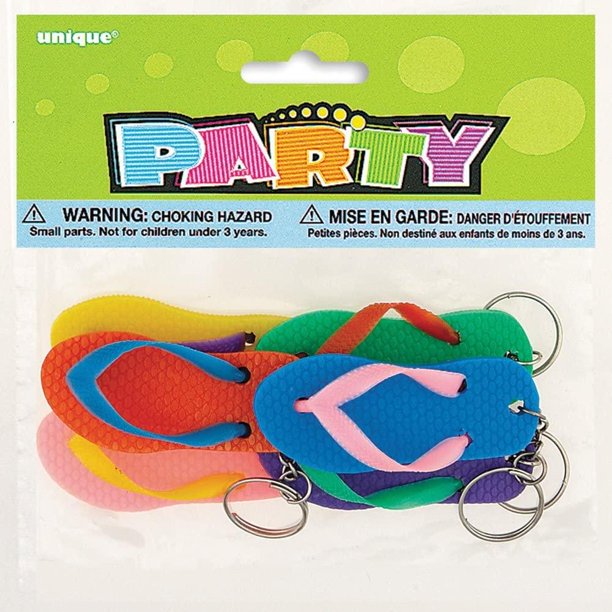 Unique Party - Llavero Chancletas Diseño Plástico - Pack de 6 (Multicolor)