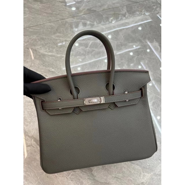 Patrón de Litchi primera capa de piel de vaca 25 cm/30 cm hebilla plateada bolso de platino bolso de cuero genuino para mujer