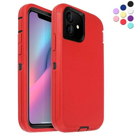 iPhone 12 Mini Heavy Duty Case {Shock Proof Case with 3 Layer Rubber, Shatter Resistant, [Tough Armour] Rugged Case Compatible for iPhone 12 Mini} Red
