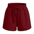 thumbnail image 6 of BLVB Womens Summer Cotton Linen Shorts Elastic Waist Drawstring Shorts Ruffle Wide Leg Casual Beach Shorts with Pockets, 6 of 6