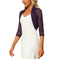 thumbnail image 4 of Unique Bargains Women's Semi Sheer Elegant 3/4 Sleeves Cardigan Bolero Shrugs S Purple, 4 of 6