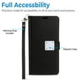 thumbnail image 6 of For Apple iPhone 17 Pro PU leather Wallet 6 Card Slots folio with Wrist Strap & Kickstand Pouch Flip Shockproof Screen Cover by Xpression  - Black, 6 of 8