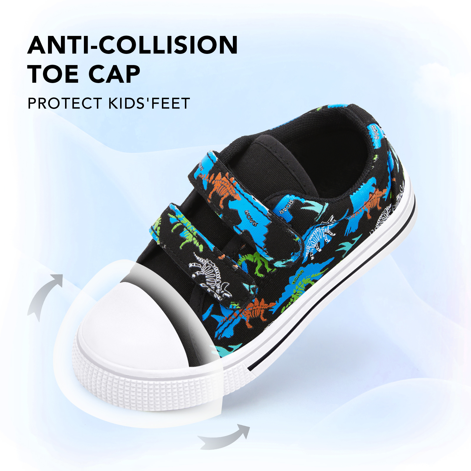 EUXTERPA Kids Dinosaur Canvas Sneakers with Hook-and-Loop photo 2