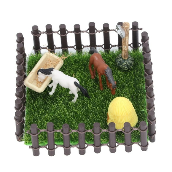 1:12 Scale Horse Stable Model, Miniature Ranch Barn with Fence Paddock, Dollhouse Westerns Farm Scene Decoration, Detailed Collectible Display for Collectors, Adults