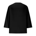 thumbnail image 5 of 3/4 Length Sleeve Womens Tops 2026 Spring Summer Cotton Linen V Neck Lace Oversized Boho T Shirts Blouse, 5 of 6