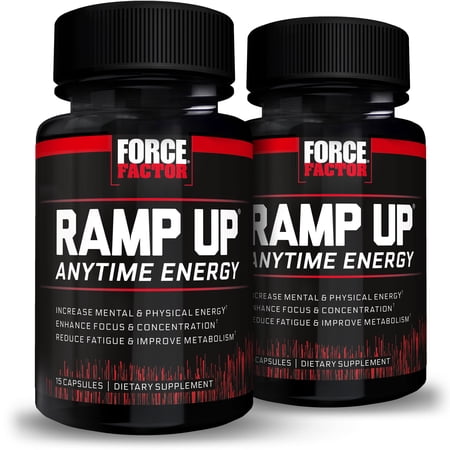 (2 pack) (2 pack) Force Factor Ramp Up Anytime Energy Sugar-Free Zero Calorie Energy Pill with B Vitamins, Green Tea Extract, Caffeine, 15 Ct.