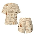 thumbnail image 6 of Wukai Coffee Time Women's Pajama Set,Short-Sleeve Top and Shorts with Elastic Waistband and Pockets for Loungewear, Yoga, and Casual Wear-Large, 6 of 8