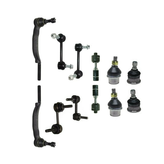 12 Pc Suspension Kit Inner & Outer Tie Rod Ends Upper & Lower Ball Joints Front & Rear Sway Bar End Links