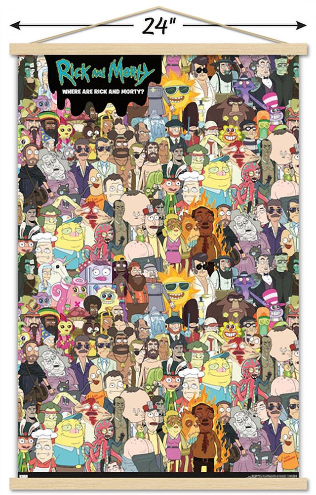 Rick And Morty - Where's Rick? Wall Poster with Magnetic Frame, 22.375" x 34"