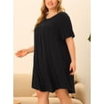 thumbnail image 2 of Camisón de talgrande pamujer, rode dormir de mancorta, vestido de dormir con cuello redondo, rode dormir Negro 4XL, 2 of 6