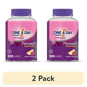 (2 pack) One A Day Women's Prenatal Multivitamin Gummies, Supplement for Before and During Pregnancy, Including Vitamins A, C, D, E, B6, B12, and Folic Acid, 120 Count