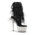 thumbnail image 2 of 7" Heel, 2 3/4" PF Marabou Fur Fringe Ankle Boot, Side Zip - Clr-Blk Marabou/Clr-Gltr, 5, 2 of 5