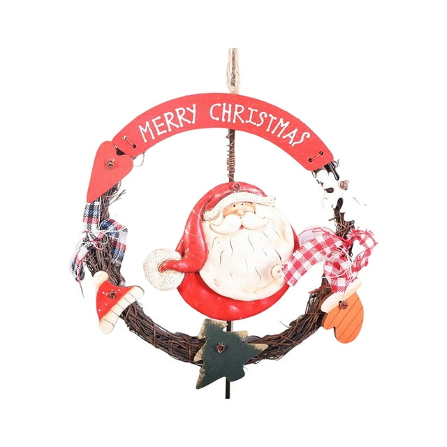 Bewildely Colgante de Navidad resina muñeco de nieve de Navidad arreglo circular colgador de puerta fiesta pared del hogar ventana decoraciones Kits de decoración para fiestas viejo se fue Bewildely HA069821-01