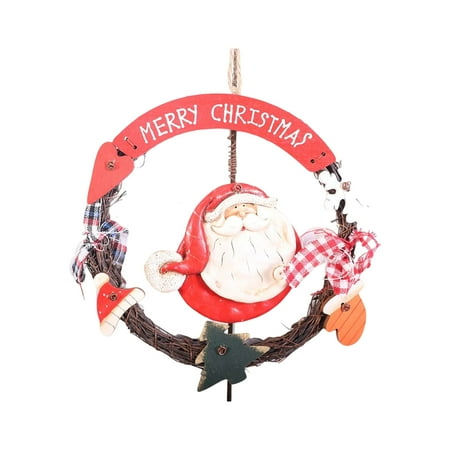 

Xmas Hanging Pendant Resin Snowman Christmas Wreath Circle Arrangement Door Hanger Party Home Wall Window Interior Decors old man left