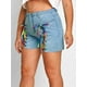 thumbnail image 2 of Cordón arriba delantero crudo dobladillo más tamaño de mezclilla pantalones cortos Rosegal Pantalones cortos de talla grande, 2 of 5