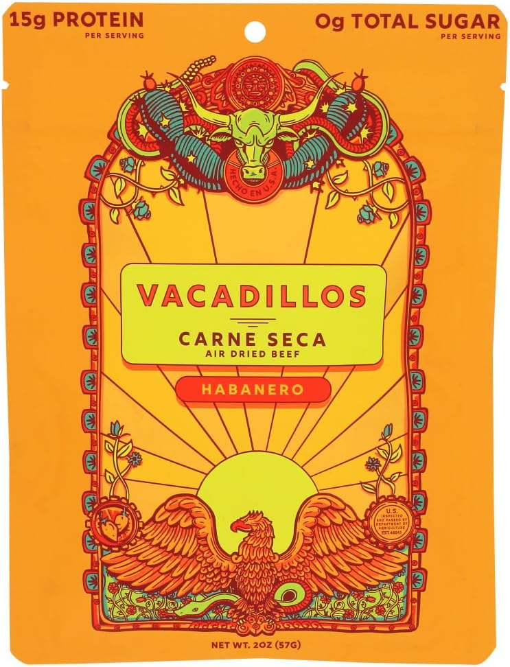 Vacadillos Jerky Carne Seca Habanero 2 Ounces Pack of 8