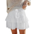 thumbnail image 2 of Maoxin Women Skirt Fashion Women's Solid Ruffle High Elastic Waist Mini Casual Skirts ,White,XL, 2 of 7