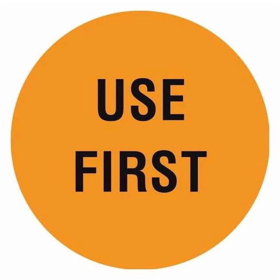 Tapecase Circle Inventory Control Label, Use First, Orange, Pk1000 16U947