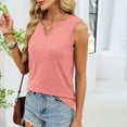 thumbnail image 5 of Timegard Summer Tank Tops for Women Notched V Neck Solid Color Fitting Comfy Casual Sleeveless Tops, 5 of 9