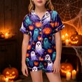 thumbnail image 2 of Enyan Girls Halloween Pajamas Pumpkin/Ghost Sleepwear Set Short Sleeve Kid Loungewear Pjs 2-Piece Set Little Girl Halloween Pajamas(10-11 Years), 2 of 5