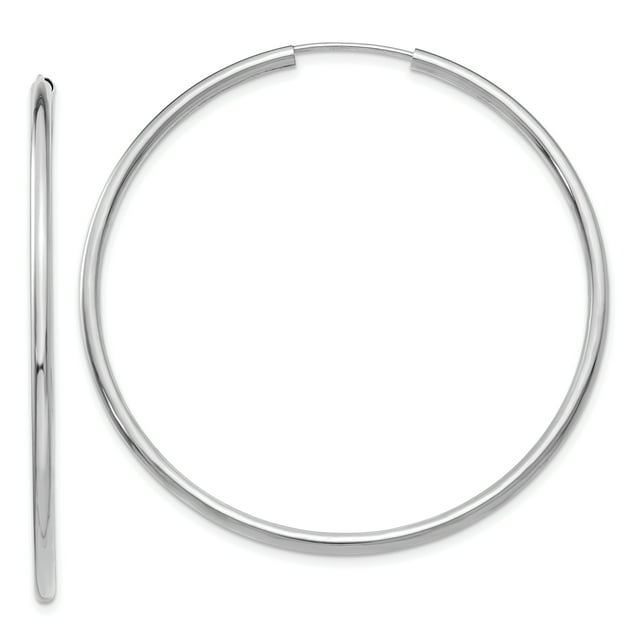 Boucles d'Oreilles Rondes en Or Blanc 14 Carats Sans Fin de 2 Mm