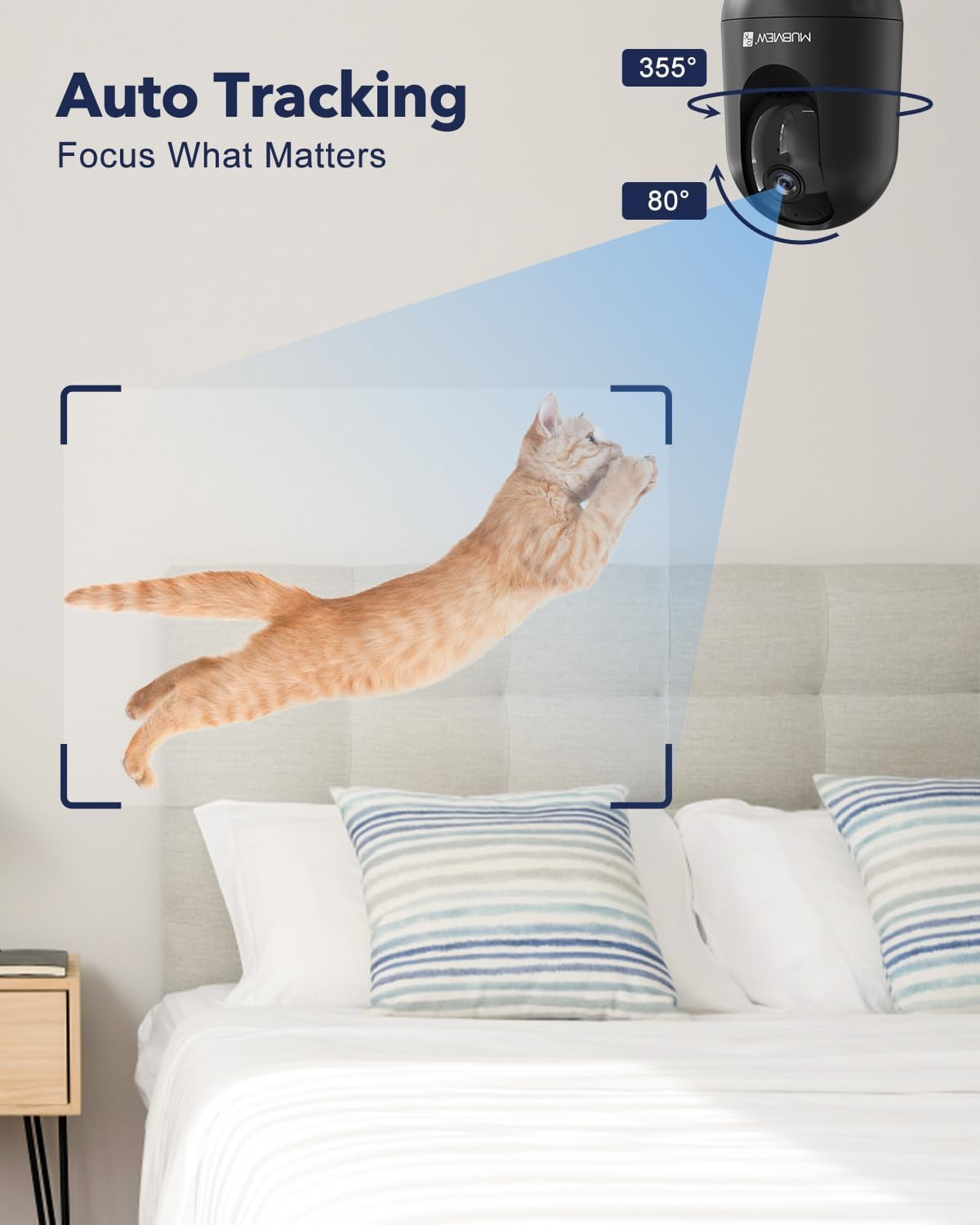 General Cameras for Home Security, Indoor Security Camera, 2.4/5GHz WiFi Wired Camera Ideal for Dog/Elder/Baby, Motion Tracking, Two-Way Audio, Pan Tilt, 7X24, 2K Night Vision