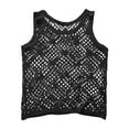 thumbnail image 3 of TYGHBN Ladies' Knitted Sweater Sweater Vest Openwork Sleeveless Summer Bohemian Top Low Round Neck Pullover and Top Leather Tube Top Slim Fit Top Women 4x Tops Shirts with Lace for Women Graphic Top, 3 of 3