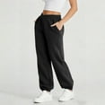 thumbnail image 5 of Criss Cross High Waisted Sweatpants Women Baggy Stretchy Gym Active Athletic Joggers Straight Legs Casual Fall Winter Pants Black M, 5 of 7