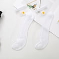 thumbnail image 1 of Chaussettes Blanches pour Femmes, Décontractées, Mignonnes, en Maille Brodée, Respirantes, Courtes, 1 of 3