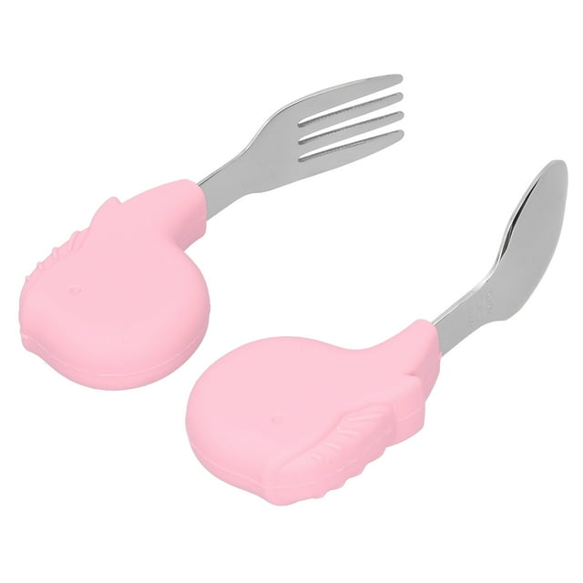 Hilitand 2PCS Baby Kids Stainless Steel Fork Spoon Set Tableware Feeding Cutlery Utensils