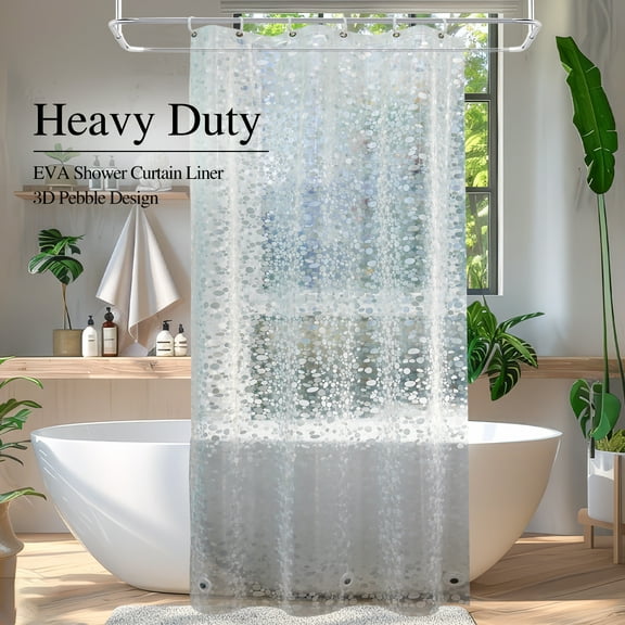 Inosoo Shower Curtain Liner with Pebble Design, 36"Wx72"H Clear Stall Shower Liner for Bathroom, Heavy Duty Waterproof Thick EVA Plastic Shower Curtain，Mold & Mildew Resistant