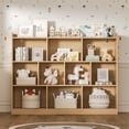 thumbnail image 3 of DIYART Oak Wood Bookcase with 3 Tier Open Shelves, 10-Cube Storage Shelf, 55.1" W x 42.5" H, 3 of 7