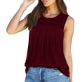 thumbnail image 4 of DuoJiaJ Womens Tank Tops Summer Pleated Crew Neck Sleeveless Tops For Women Ruched Loose Cotton Tank Tops for Women, 4 of 5