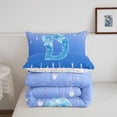 thumbnail image 5 of meiyoeat Bling Bow Monogram D Queen Comforter Set,Blue Cream Drip Initial Theme Comforter Sets Queen For Girl,Colorful Stars Reversible,3 Pieces,1 Comforter And 2 Pillowcases, 5 of 7