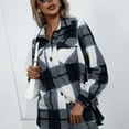 thumbnail image 3 of Chaqueta camisera de cuadros para mujer con botones, chaqueta de transición oversize, manga larga, sobrecamisa, blusa, abrigo, camisa, chaqueta vaquera boyfreind, 3 of 6