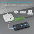 thumbnail image 5 of European Travel Plug Adapter, FOVAL EU UK US Power Strip with USB C and 4 USB Ports, 3 AC Outlets, Wall Mountable, 5ft Extension Cord, Compact for Travel, Cruise Ship, Home Office (White), 5 of 8