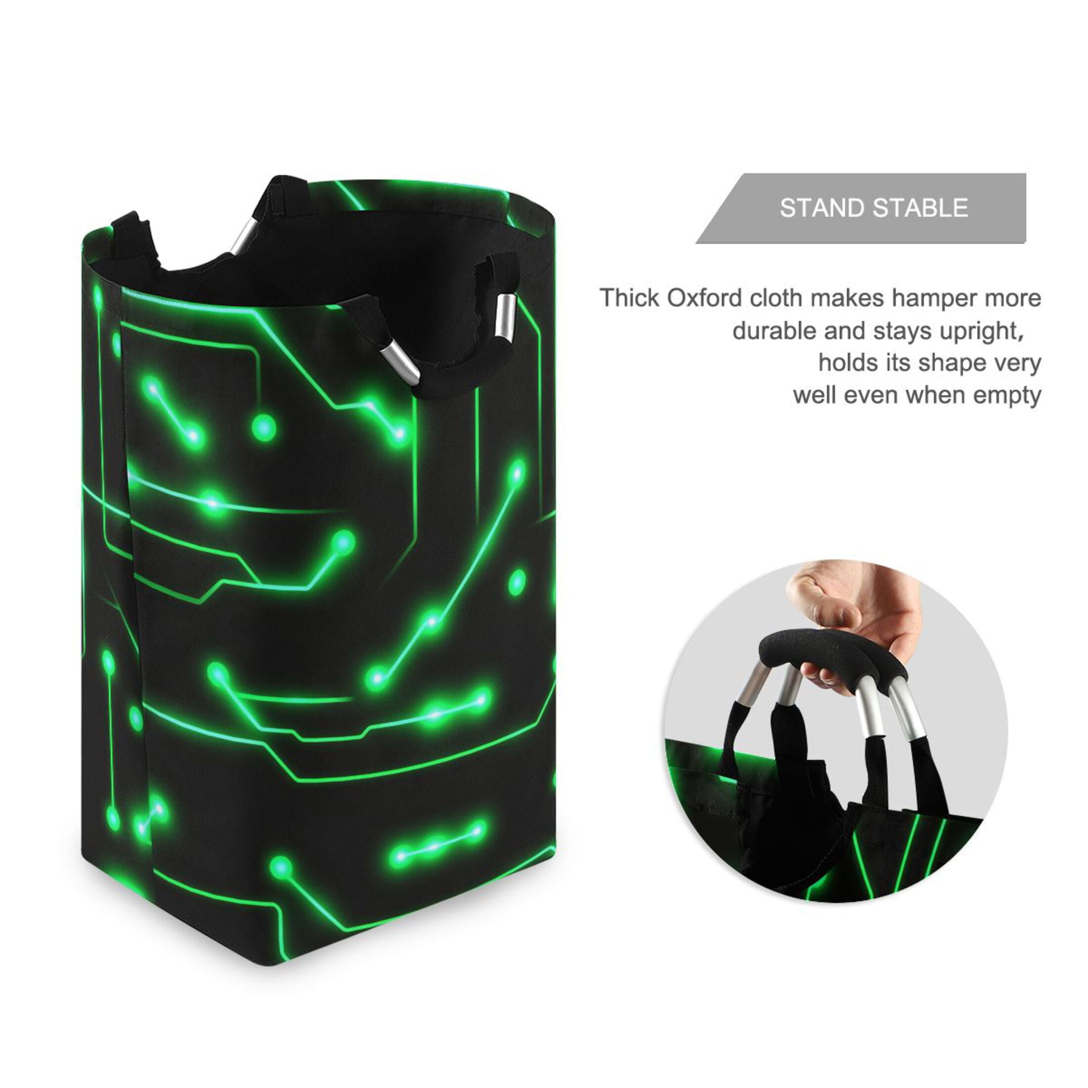 Neon Circuit Design Foldable Laundry Hamper 12.6x11x22.7in with Handles for Bathroom Bedroom Storage