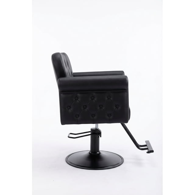 Fauteuil Inclinable de Salon Professionnel – Conception Ergonomique, Pivotement à 360°, Levage Hydraulique Réglable, Base Ronde en Métal Durable, Cuir PU Imperméable, Dossier Rembourré, Idéal pour la Coiffure, le Coiffage, la Beauté