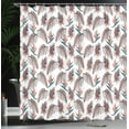thumbnail image 3 of Ambesonne Tropical Shower Curtain, Palm Leaves Monsteras Art, 69"Wx75"L, Salmon and Dark Turquoise, 3 of 4