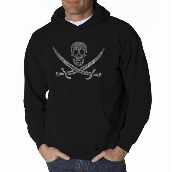 LA Pop Art Men's Word Art Hooded Sweatshirt - LYRICS TO A LEGENDARY PIRATE SONG