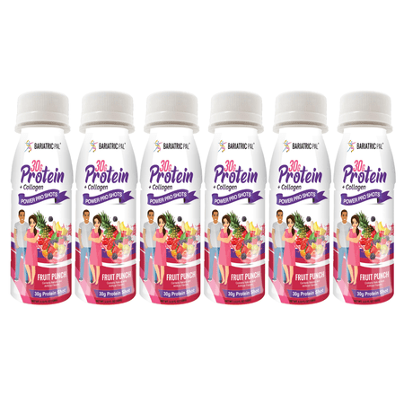 BariatricPal 30g Whey Protein & Collagen Power Pro Shots - Fruit Punch (6-Pack)