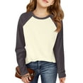 thumbnail image 2 of Drmagiyhm Girls Long Sleeve Shirts Size 10-12 Raglan Color Block Shirt Fashion Casual Crewneck T Shirt Fall Blouses Tops Navy 4-5 Years, 2 of 6