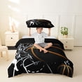 thumbnail image 2 of Castle Fairy Basketball Print Twin Duvet Cover, Hoop Silhouette Pattern Twin Bedding, Black Gold White,Black Reversible,2pcs,1 Duvet Cover and 1 Pillowcase, 2 of 6