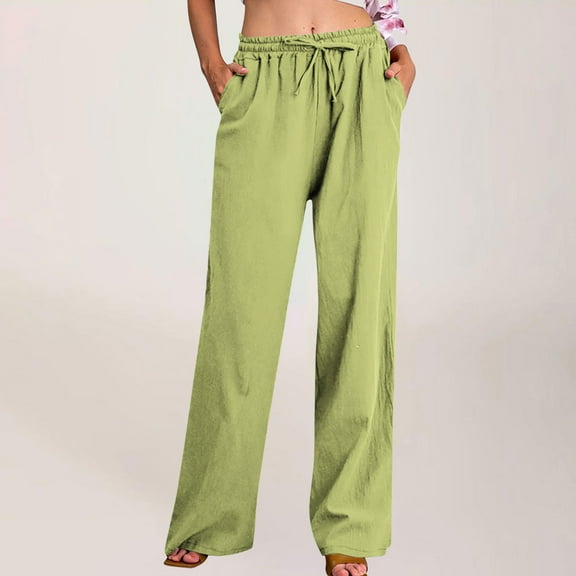 Karight Women's High Waisted Wide Leg Long Pants Palazzo Casual Trousers with Pockets